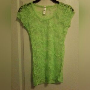 Bozzolo Green Lace Short Sleeve Top - Size S”